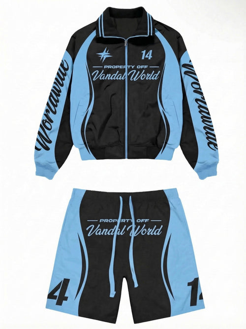 Vandal World Tracksuit - Black & Blue